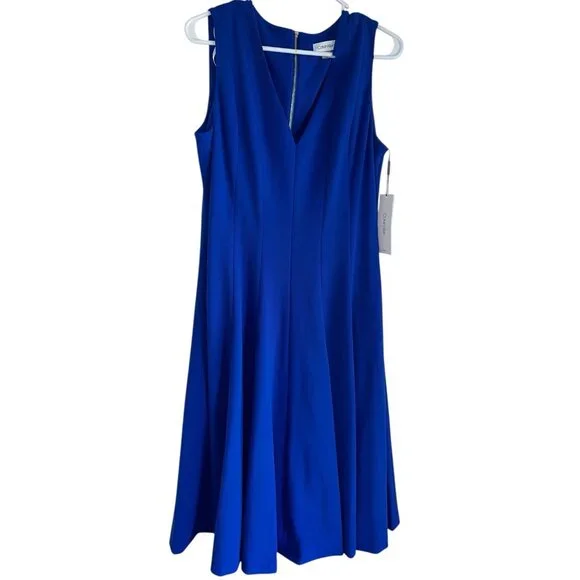 green emerald velvet dress Calvin Klein Women's Sleeveless A Line Midi Dress with V Neckline, red, 8  at Amazon Women's Clothing store